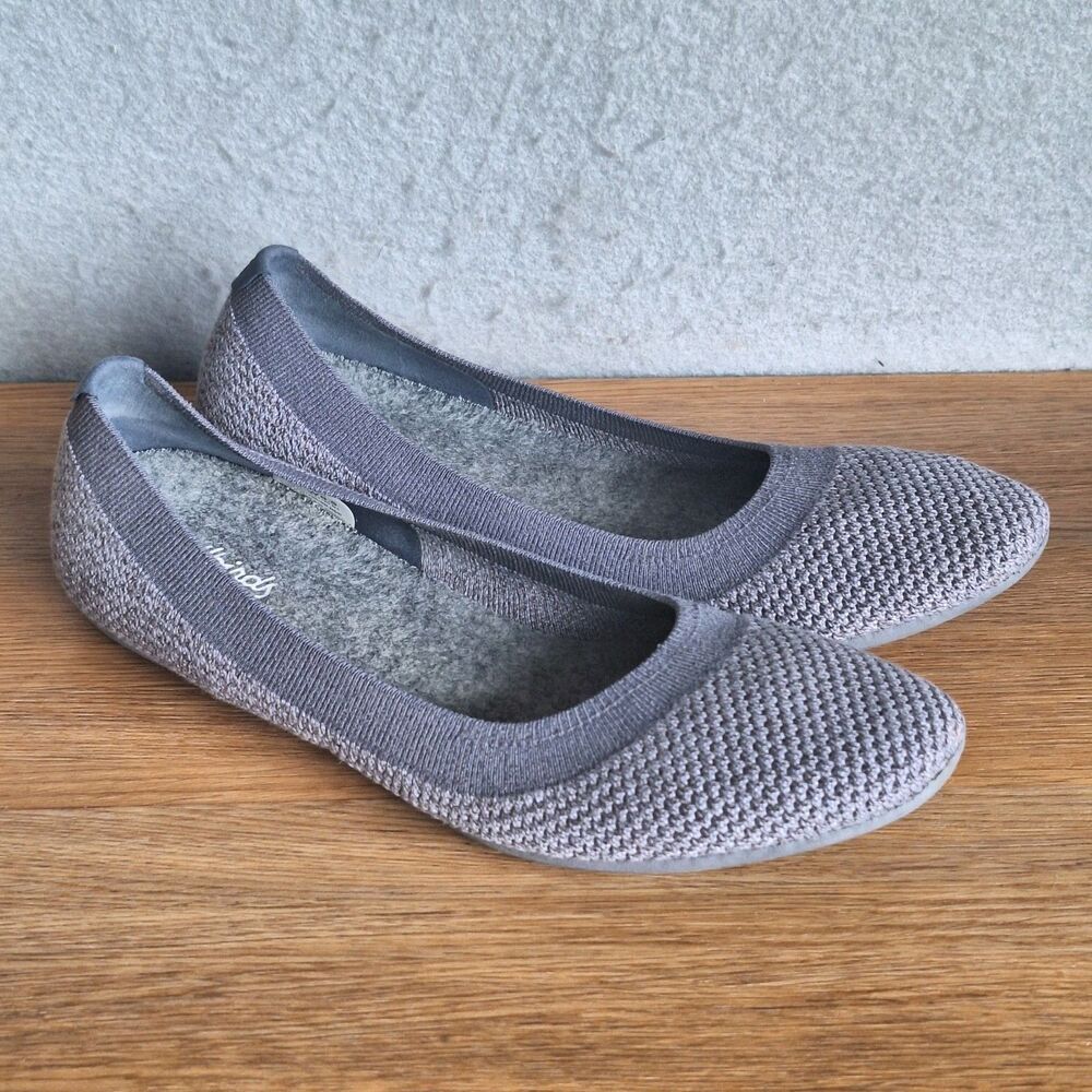 Allbirds Tree Breezer Ballet Flats Women 8.5 Gray Knit Slip On Comfort Wool